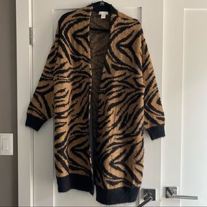 H&M Black and Brown Zebra Print Cardigan